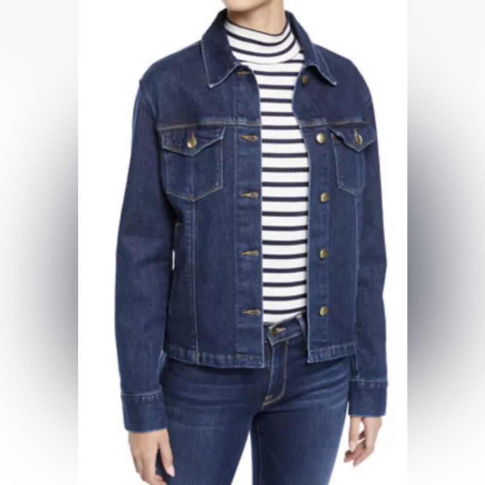 Frame Denim women’s Snap Away Trucker denim jacket Habour Lane wash Sz XS